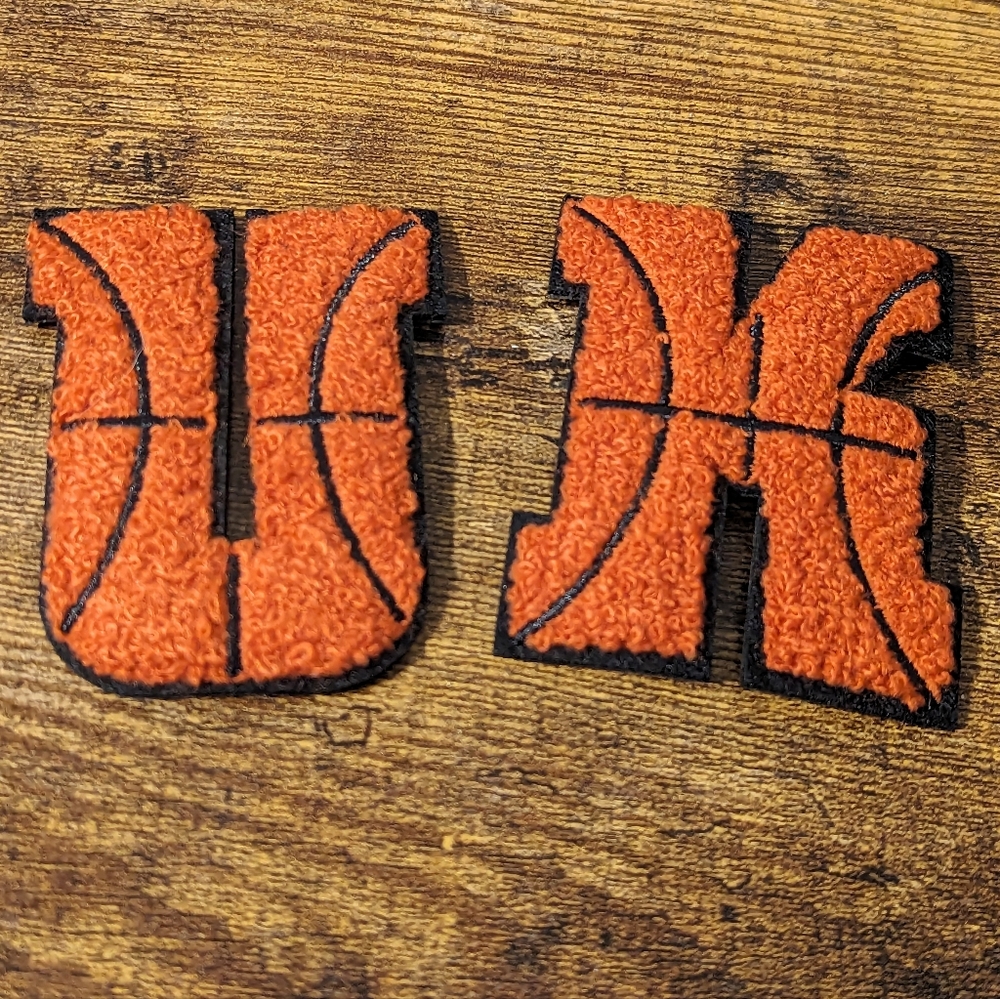 2 for $5 Item: Letters U & K Basketball Iron On Patches Set New!